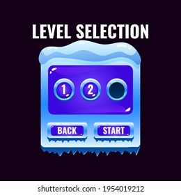 winter ice jelly game ui level selection interface. perfect for 2d games vector illustration