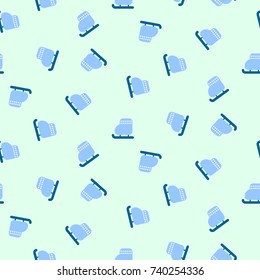 Winter ice skates blue seamless vector cartoon pattern for gift wrap, fabric print and apparel design.