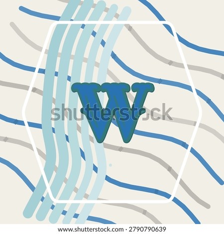 Winter ice skating themed character art for LETTER W using folded ribbon weave pattern