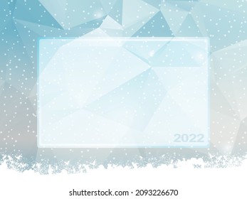 Winter Ice And Snow Background With Copy Space Area And 2022 In Number Text