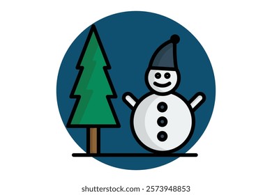 Winter icon. colored outline icon style. icon related to holiday, time and date. time elements vector illustration