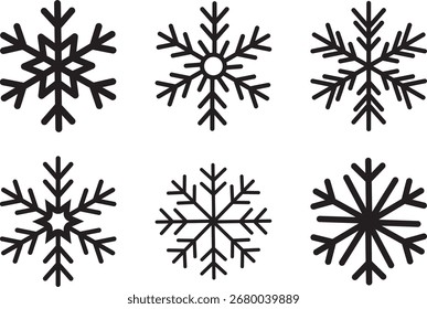 Icono de invierno. EPS 10 Plantilla de invierno de copo de nieve divertida linda. Copos de nieve encantadores sobre un fondo blanco