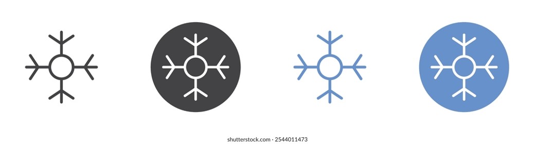 Winter icon Flat set in black and white color