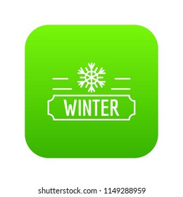 Winter icon green vector isolated on white background