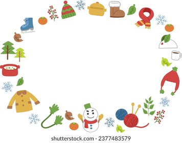 Material del marco de ilustración de icono de invierno