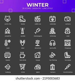 Winter icon pack with black color