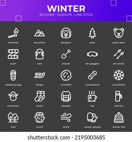 Winter icon pack with black color