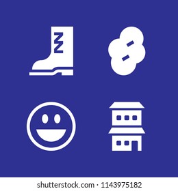 winter icon set with boot, prune and happy vector icons for web and graphic design