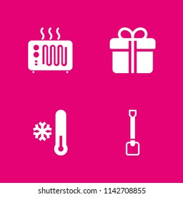 winter icon set. cold, gift and shovel vector icon for graphic design and web