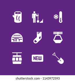 winter icon set with cold, igloo and log vector icons for web and graphic design