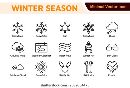 Winter Icon Set. A cozy collection of icons capturing the essence of the winter season, perfect for enhancing holiday-themed projects, seasonal promotions, and winter sports applications.