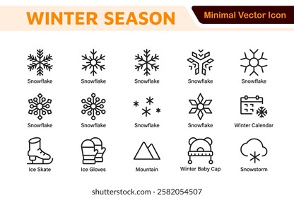 Winter Icon Set. A cozy collection of icons capturing the essence of the winter season, perfect for enhancing holiday-themed projects, seasonal promotions, and winter sports applications.