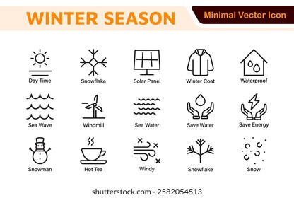 Winter Icon Set. A cozy collection of icons capturing the essence of the winter season, perfect for enhancing holiday-themed projects, seasonal promotions, and winter sports applications.