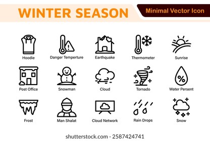 Winter Icon Set. A cozy collection of icons capturing the essence of the winter season, perfect for enhancing holiday-themed projects, seasonal promotions, and winter sports applications.