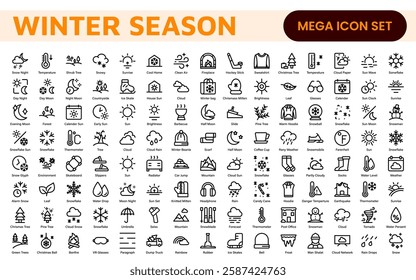 Winter Icon Set. A cozy collection of icons capturing the essence of the winter season, perfect for enhancing holiday-themed projects, seasonal promotions, and winter sports applications.