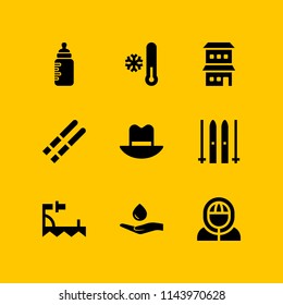 winter icon set with duplex, crampons and ski vector icons for web and graphic design