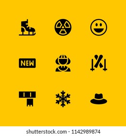 winter icon set. happy, new and hat vector icon for graphic design and web
