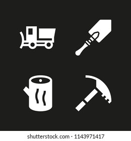 winter icon set with ice axe, shovel and snowplow vector icons for web and graphic design
