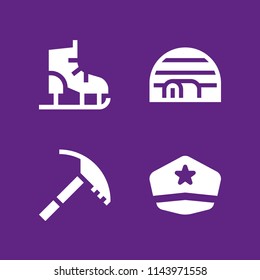 winter icon set with ice skate, hat and igloo vector icons for web and graphic design