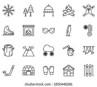winter icon set line style for your web,UI,UX design