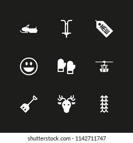winter icon set. new, tiremarks and snowmobile vector icon for graphic design and web