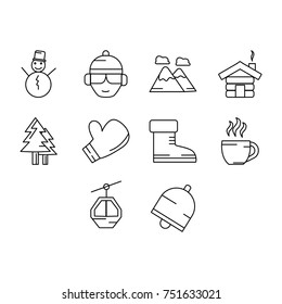 winter icon set outline