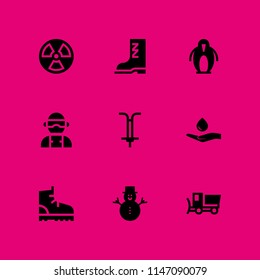 winter icon set. radiation, icelandic and snowman vector icon for graphic design and web