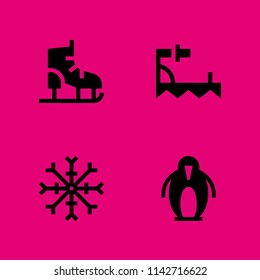 winter icon set. snowflake, crampons and penguin vector icon for graphic design and web