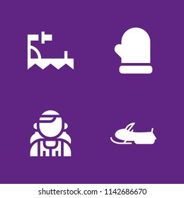 winter icon set. snowmobile, crampons and mitten vector icon for graphic design and web