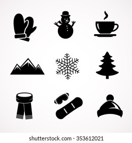 Winter icon set. Vector art.