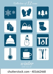 Winter icon set. Vector art.