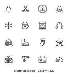 Conjunto de iconos de invierno Ilustración vectorial