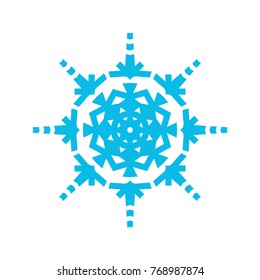 Winter icon snowflake on white background, vector geometric form