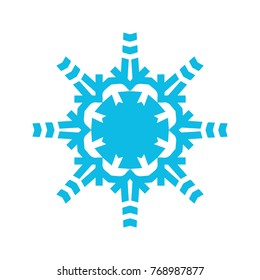 Winter icon snowflake on white background, vector geometric form