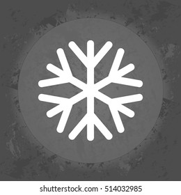 Winter Icon ,Snowflake , weather forecast on gray vintage background . Minimalism. Icon Logo