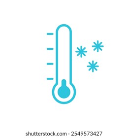 Winter icon, Thermometer with snowflakes. Isolated on white background. 