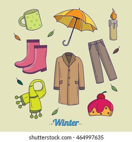 Illustration Rainy Day Elements Like Rain Stock Vector (Royalty Free ...