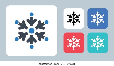 Icono de invierno - ilustración vectorial. Invierno, frío, hielo, nieve, copo de nieve, temporada, clima, congelación, línea, contorno, plano, íconos.