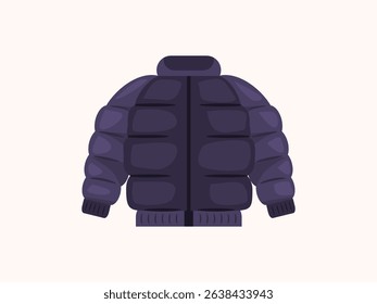 Winter icon vector illustration of a cozy jacket with zipper, designed in a simple, clean style. Perfect for cold weather, fashion, and seasonal design projects or apps.