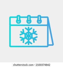 Ilustración vectorial de icono de invierno en estilo gradiente sobre calendario y fecha, uso para presentación de aplicación móvil del sitio web