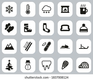 Winter Icons Black & White Flat Design Set Big