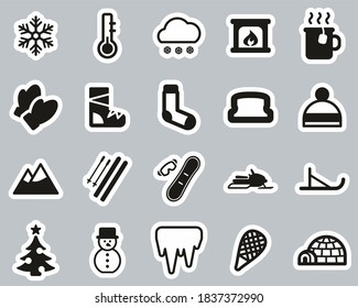 Winter Icons Black & White Sticker Set Big