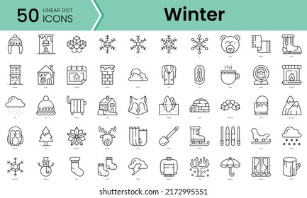 Wintersymbole-Paket. Symbole im linearen Punktstil. Vektorgrafik