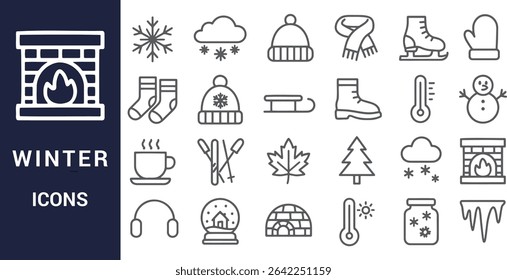Winter Icons Collection: Cozy, Snowy, and Cold Weather Symbols