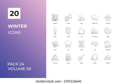 Winter icons collection. Set contains such Icons beanie, chimney, cold, more 