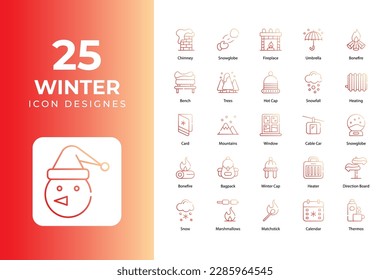 Colección de iconos de invierno. como nieve, copo de nieve, muñeco de nieve, suéter, termómetro, árbol, vector, clima, invierno, íconos. web y aplicaciones adecuadas.