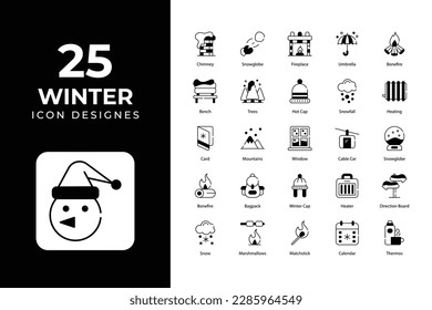 Winter icons collection. such as snow, snowflake, snowman, sweater, thermometer, tree, vector, weather, winter, icons. suitable web and apps.