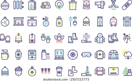 Winter icons collection is a vector illustration with editable stroke.