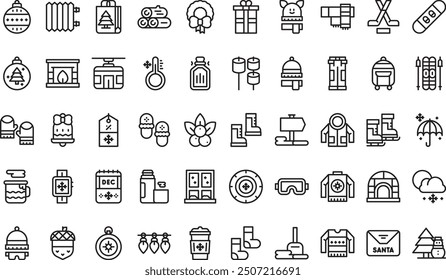 Winter icons collection is a vector illustration with editable stroke.