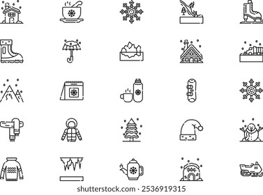 Winter icons collection is a vector illustration with editable stroke.